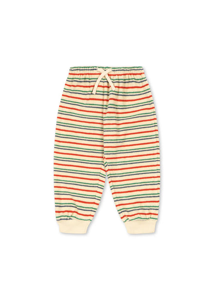 Pantalone tuta in cotone organico a righe multicolor