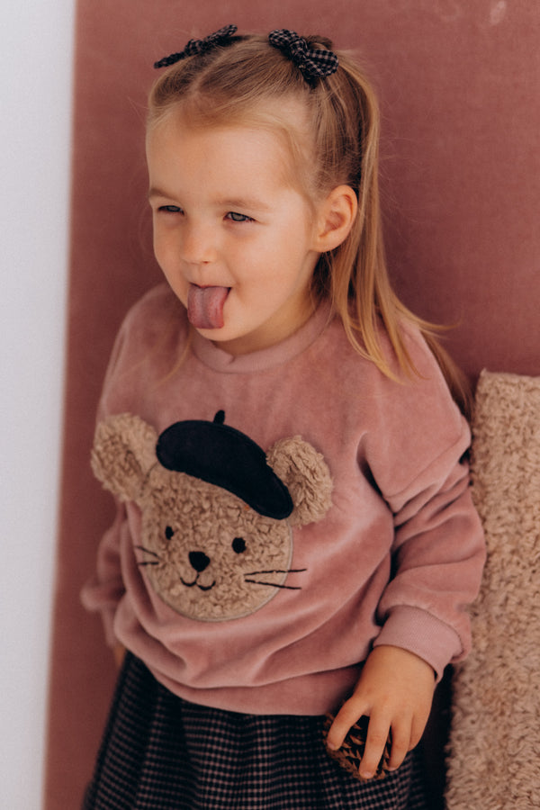 Maglia in cotone organico rosewood con topolino 3D