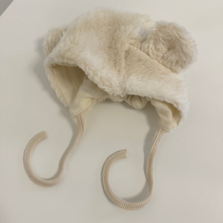 Cappellino baby in ecopelliccia con orecchie- latte