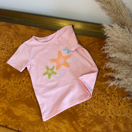 T-shirt in jersey di cotone stelle marine