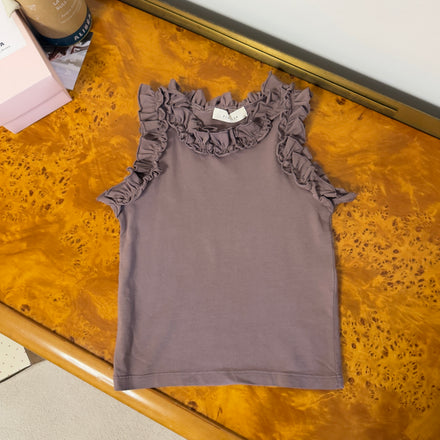 Top in jersey di cotone con ruches - malva
