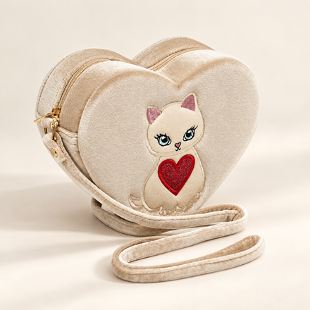 Borsetta a cuore Kitty in velluto – Beige