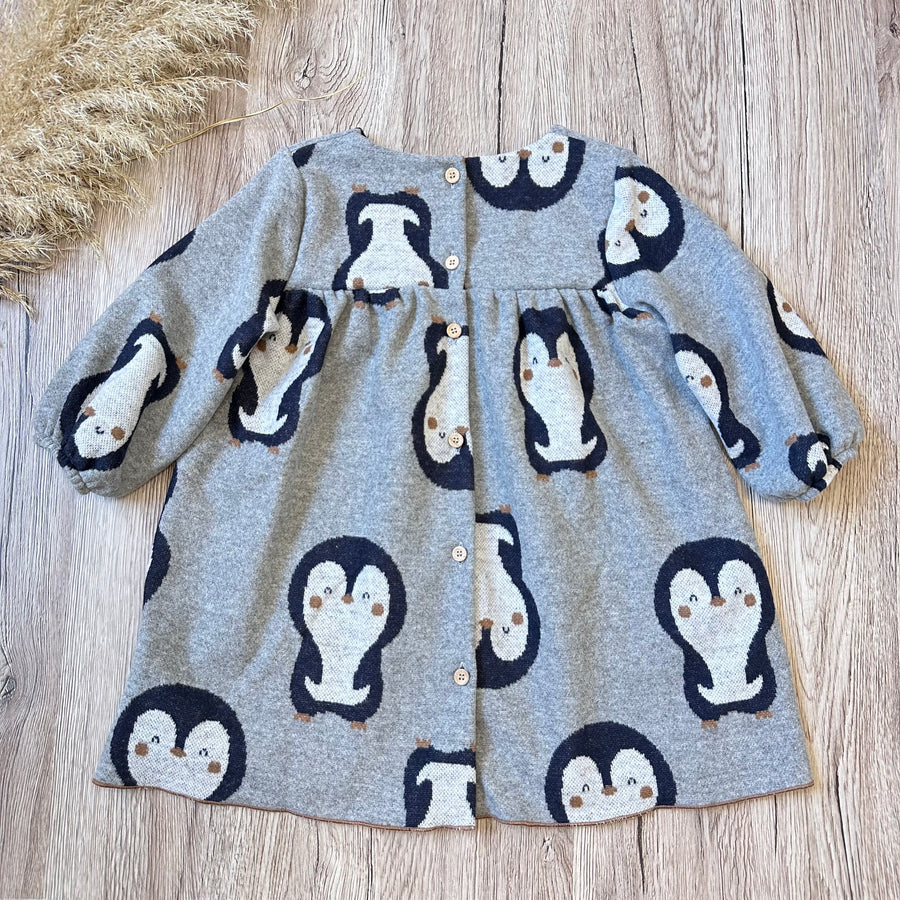 Abito in caldo cotone con pinguini - pratico, adorabile da indossare e ri-indossare