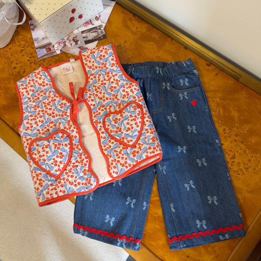 Eva Pants a Palazzo in Blue Denim Morbido con Vita Regolabile