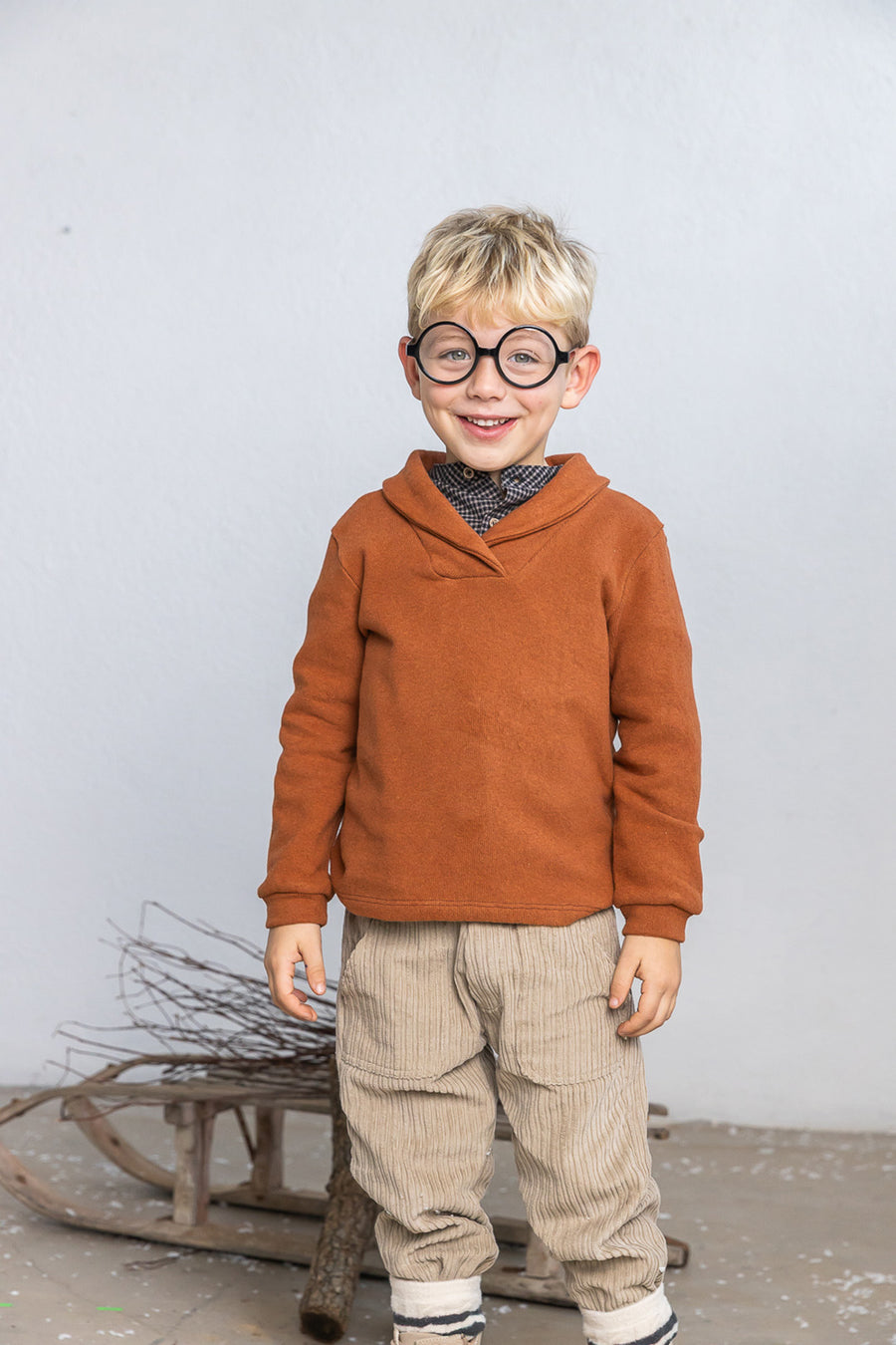 Maglione ginger con collo a scialle