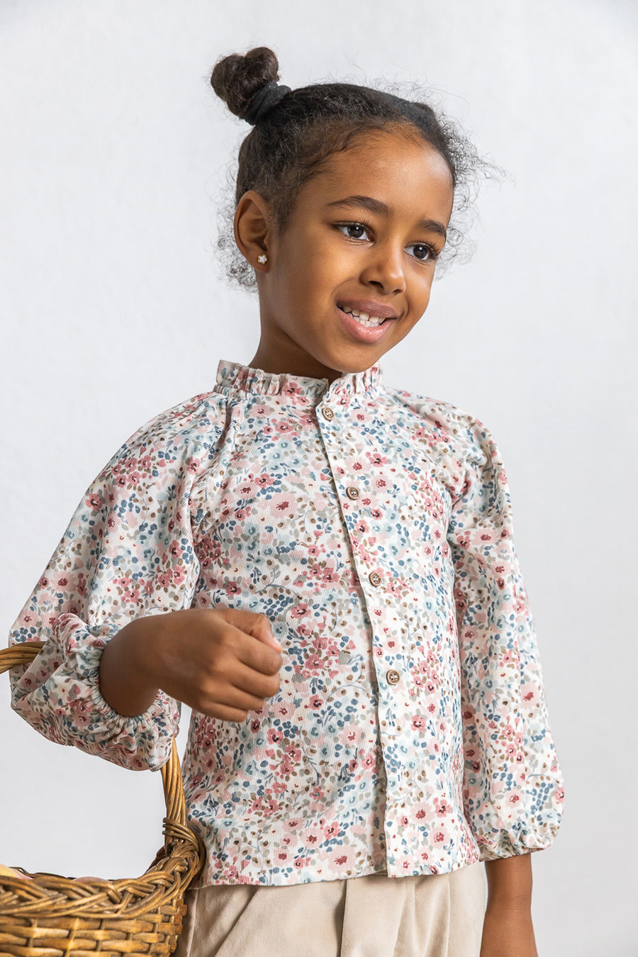 Blusa in microvelluto fiori di bosco