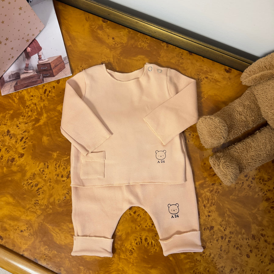 completo light peach con maglia basic e ghettina senza piedini