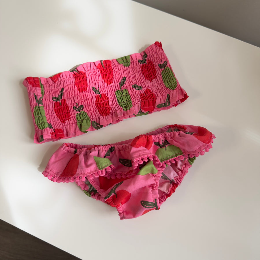 Costume artigianale in cotone con mele verdi e rosse