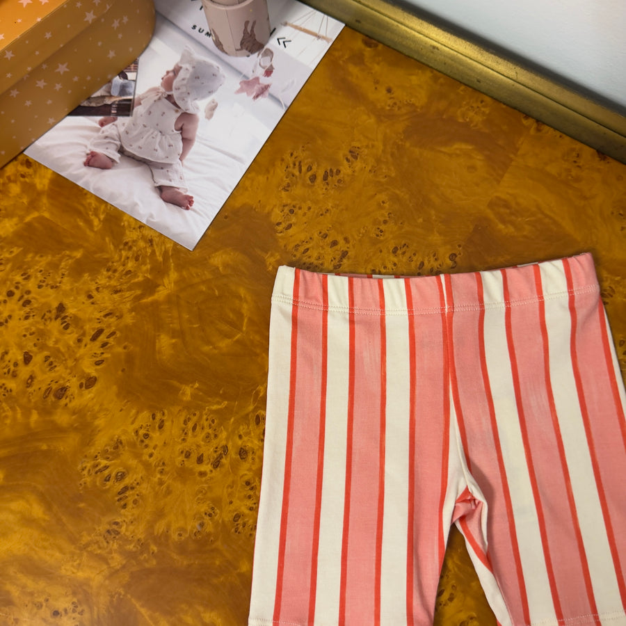 Short Ciclista Jeannie in Cotone Biologico – Righe Rosa e Rosso