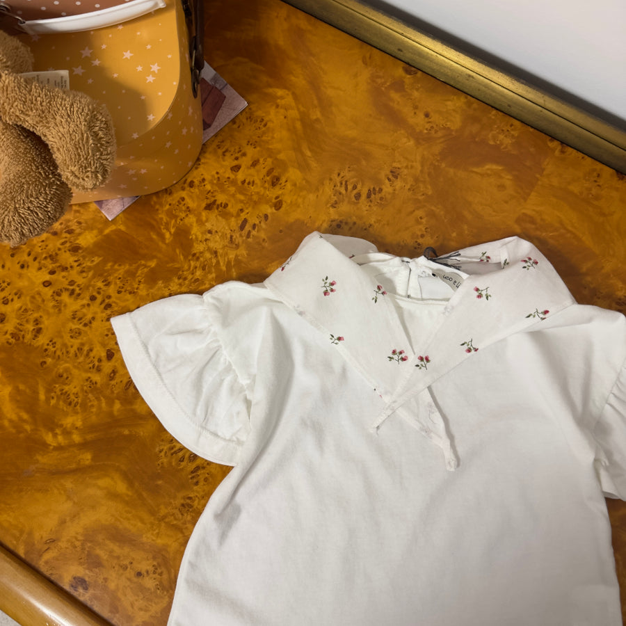 T-shirt in jersey di cotone con ruches sulle maniche e bandana rimovibile – Essenziale e facile