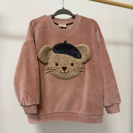 Maglia in cotone organico rosewood con topolino 3D