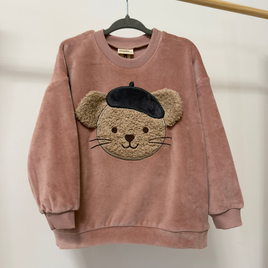 Maglia in cotone organico rosewood con topolino 3D