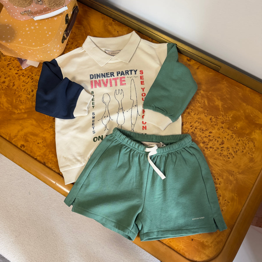 Spotty sweat shorts gots - cotone organico - green