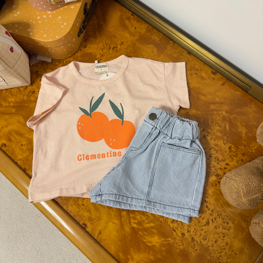 T-shirt syra in cotone fiammato con stampa clementine