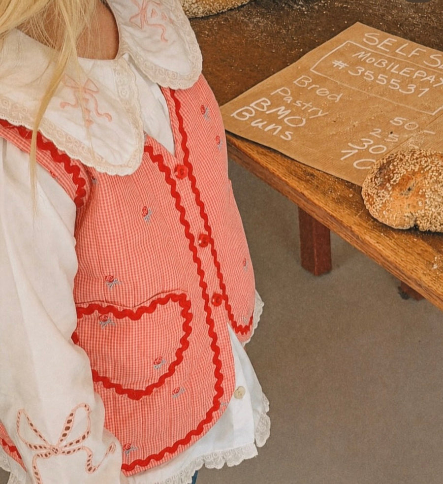 Sonja Vest – Gilet Imbottito a Quadretti -Pink Rose Gingham