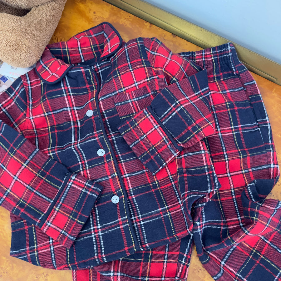 Set pigiama scozzese in flanella di cotone KID