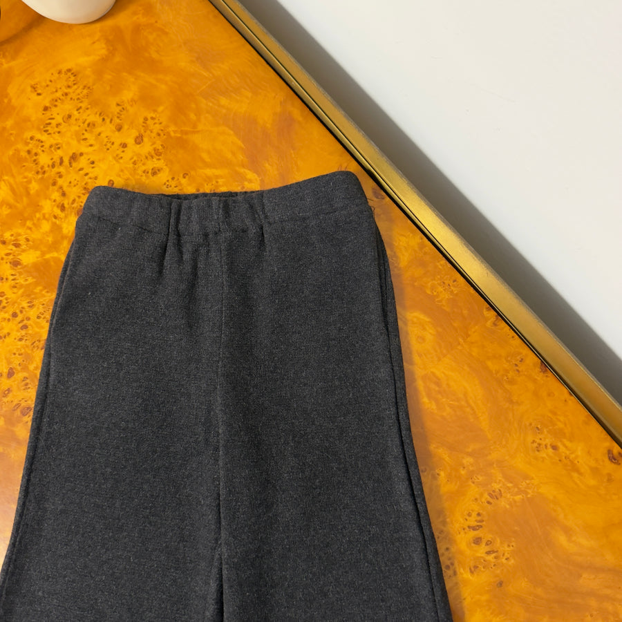 Pantalone Dritto con Tasche Laterali in Caldo Cotone -Carbone