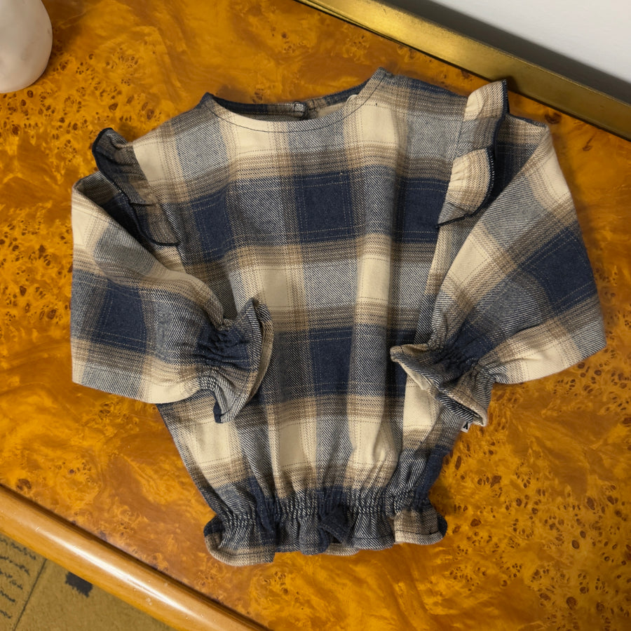 Blusa a quadri navy e avena
