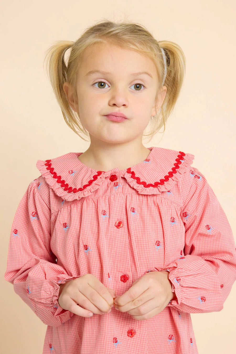 Sonja Blouse – Blusa a Quadretti -Pink Rose Gingham