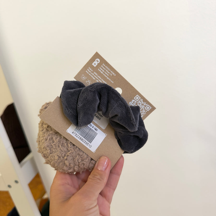 Scrunchie in cotone organico con orsetto 3D- Notte