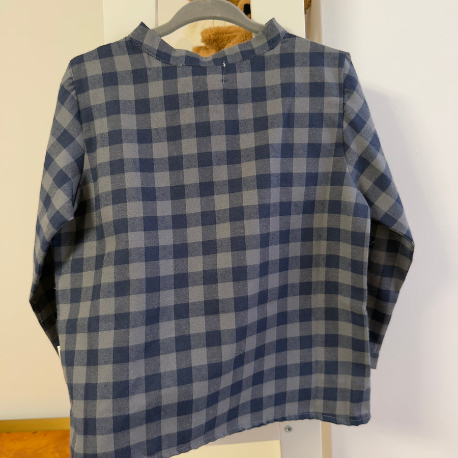 Camicia polo Vichy blu e grigio