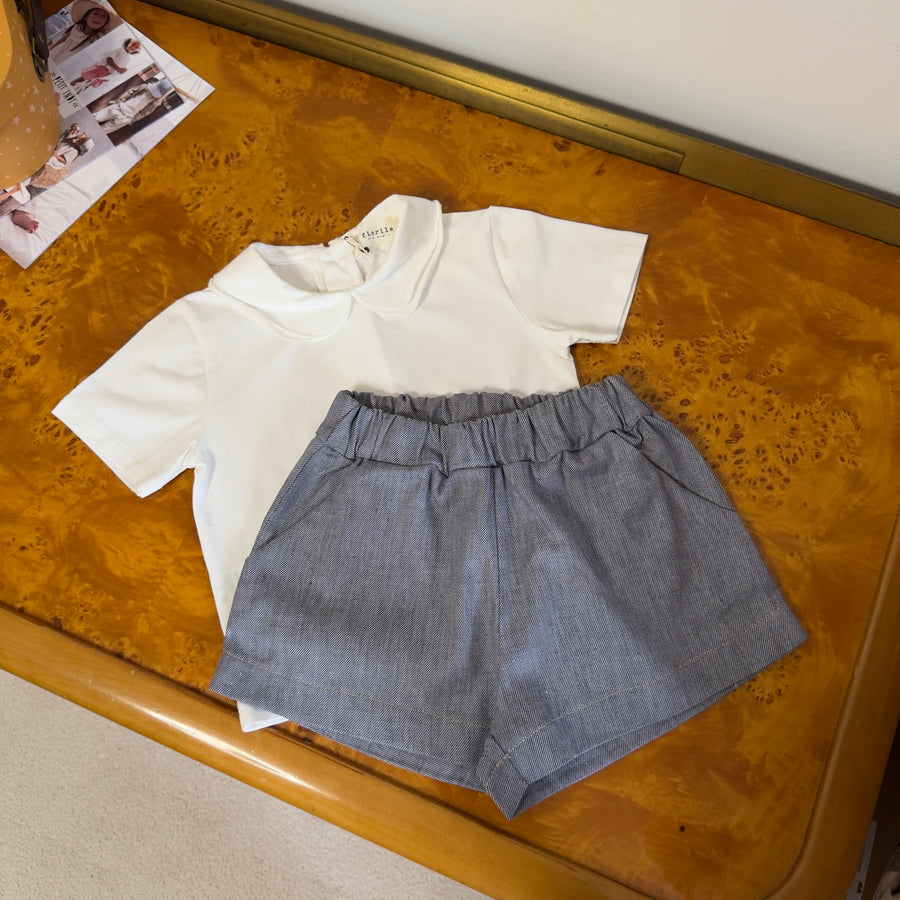 Short a farfalla in chambray di denim morbidissimo