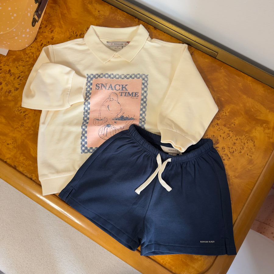 Spotty sweat shorts gots - cotone organico - blu navy