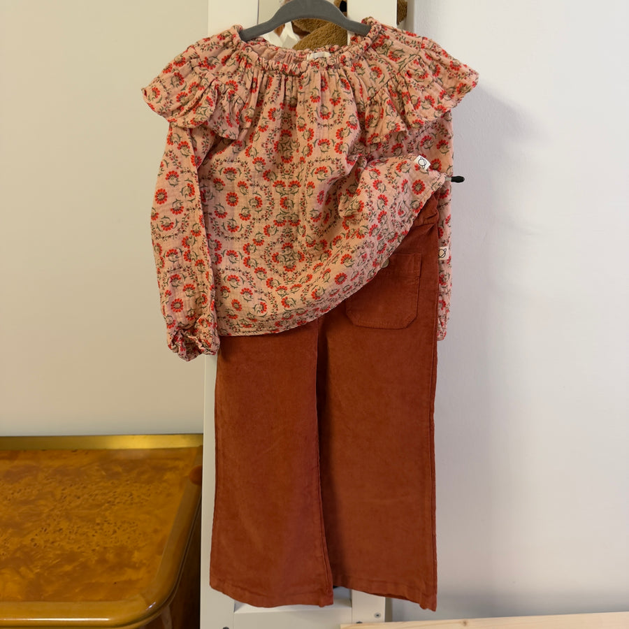 Pantalone in microvelluto a coste -zampa – ginger