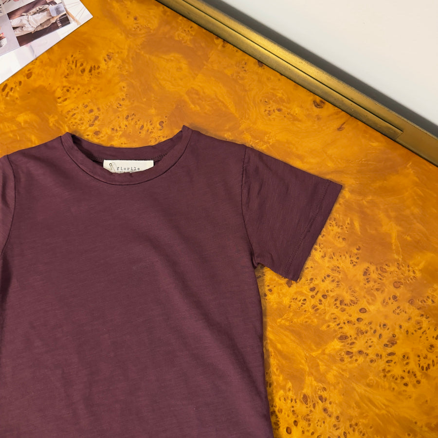 T-shirt basic borgogna in cotone fiammato morbidissimo- essenziale