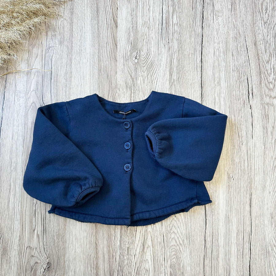 Cardigan in felpa di cotone ocean blue - ruches sul retro