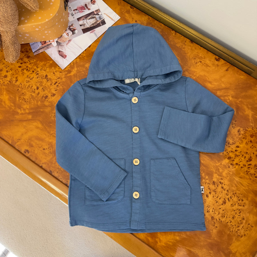 Felpa con cappuccio in cotone organico blu avio