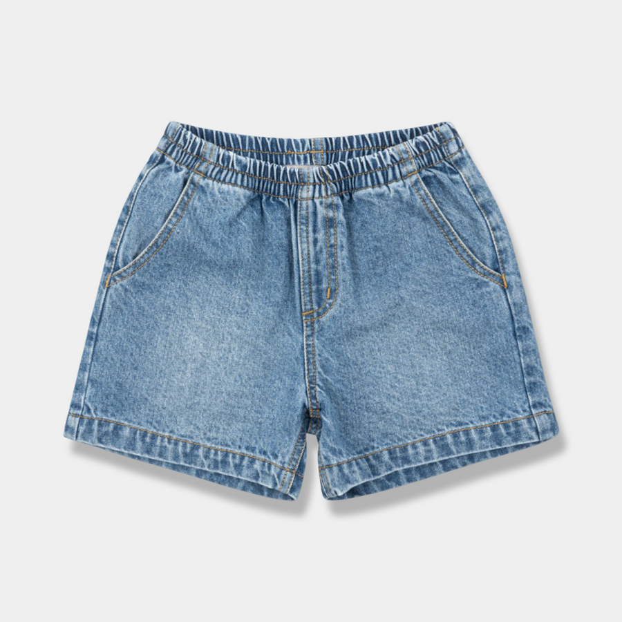 Pantaloncino in Denim Morbido con Vita Regolabile