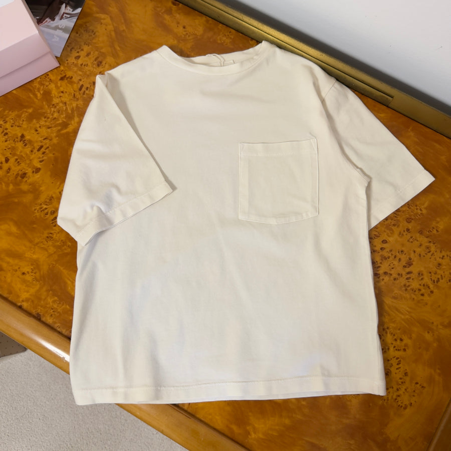 T-shirt over in jersey di cotone morbidissimo con tasca - avorio