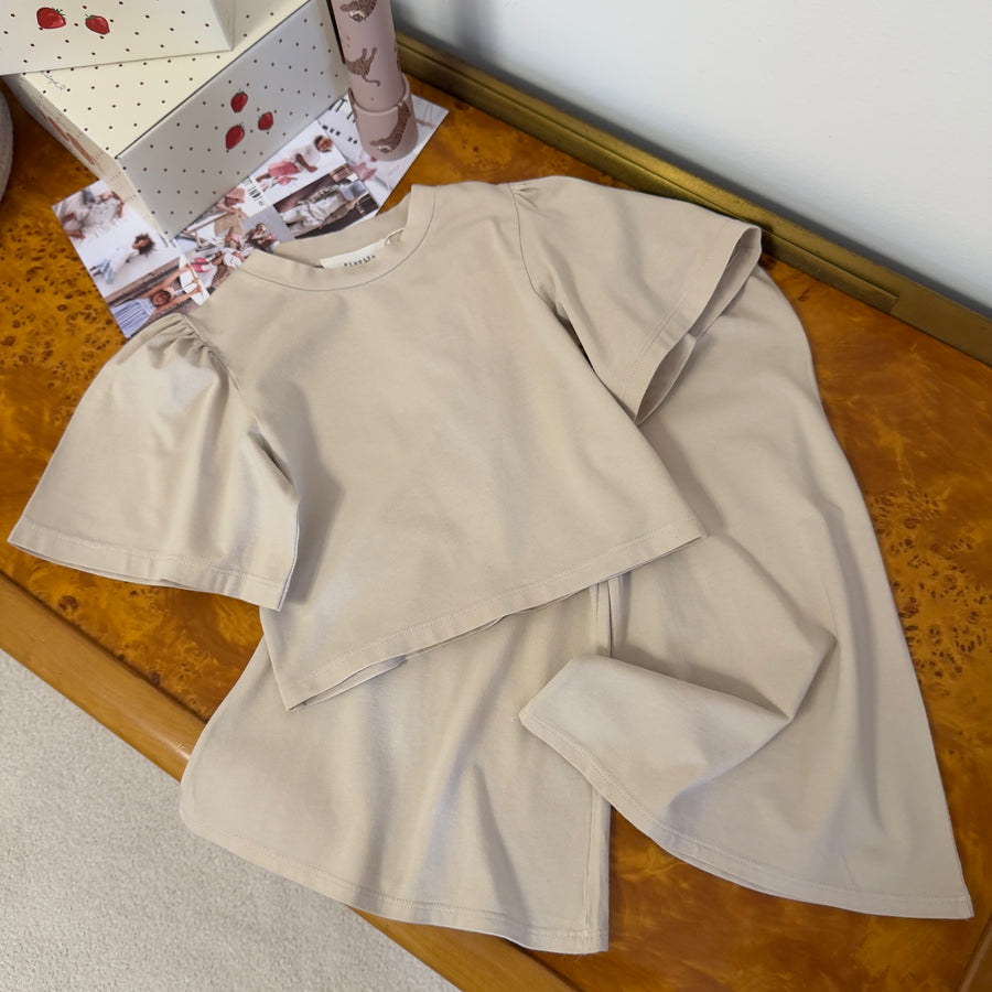 T-shirt in Jersey di Cotone con Maniche a Campana – Versatile ed Elegante- Luna