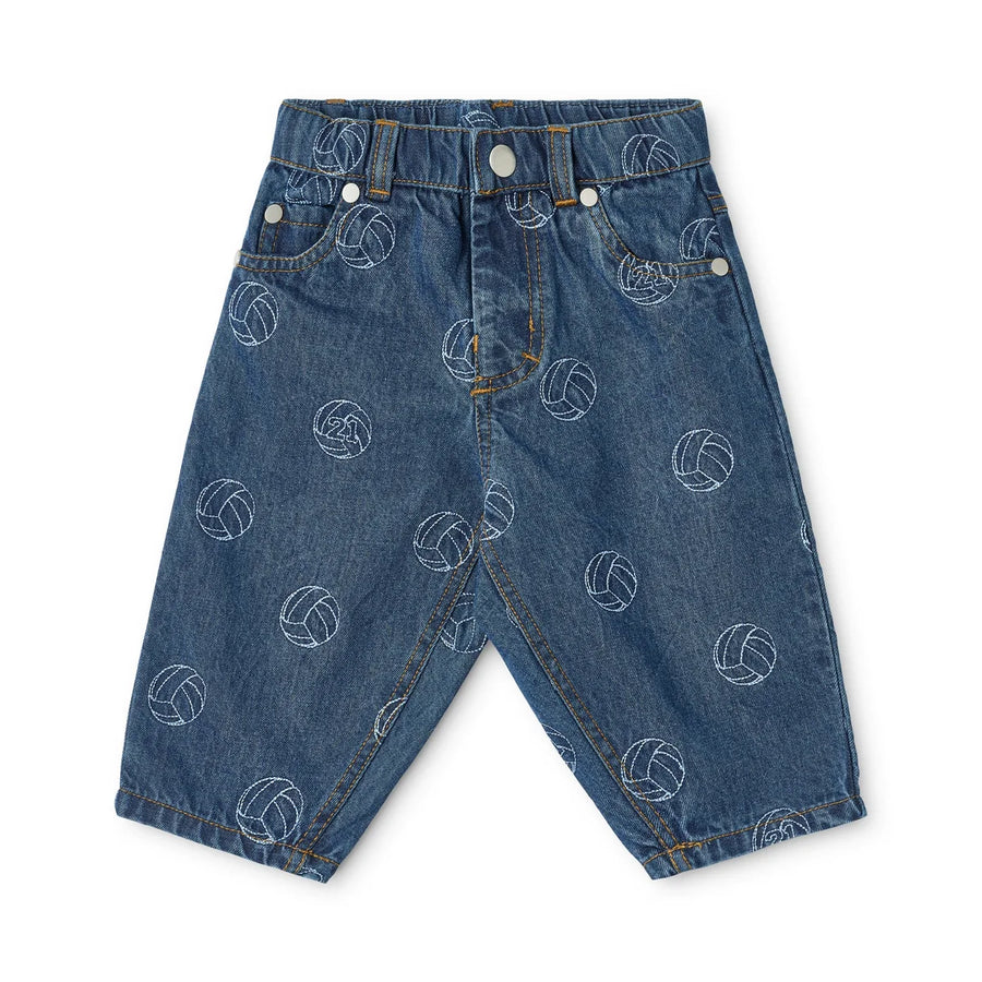 Carl Jeans in Cotone con Stampa Football -Dark Blue