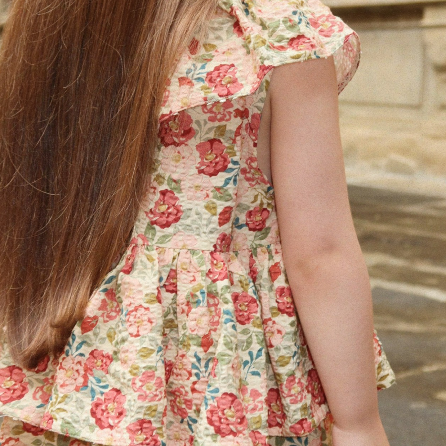 BELLA FRILL DRESS- abito in cotone organico floreale