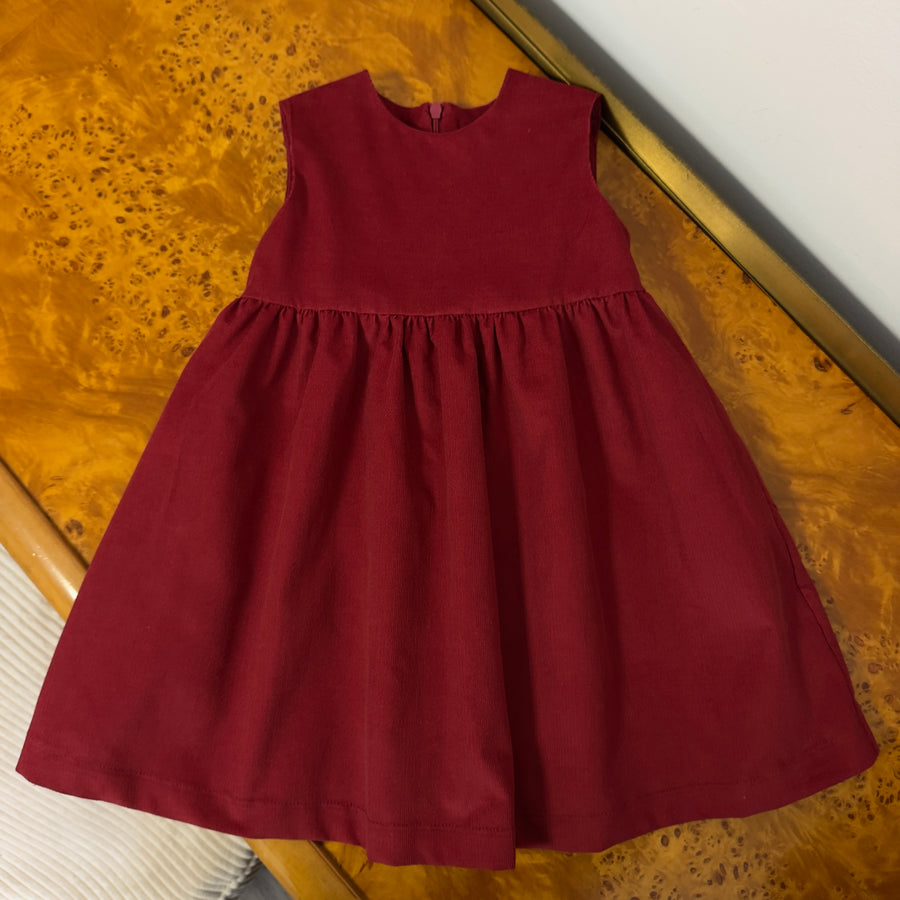 Abito Smanicato in microvelluto- Dark Cherry