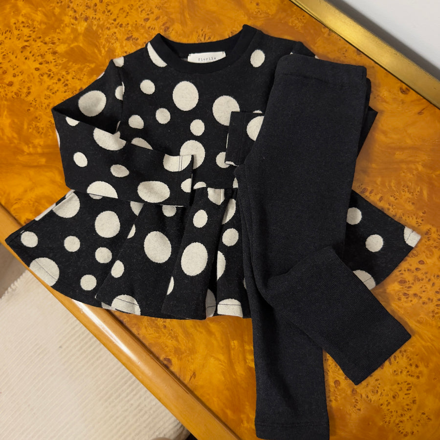 Maglia Svasata a Pois -Nero/Latte