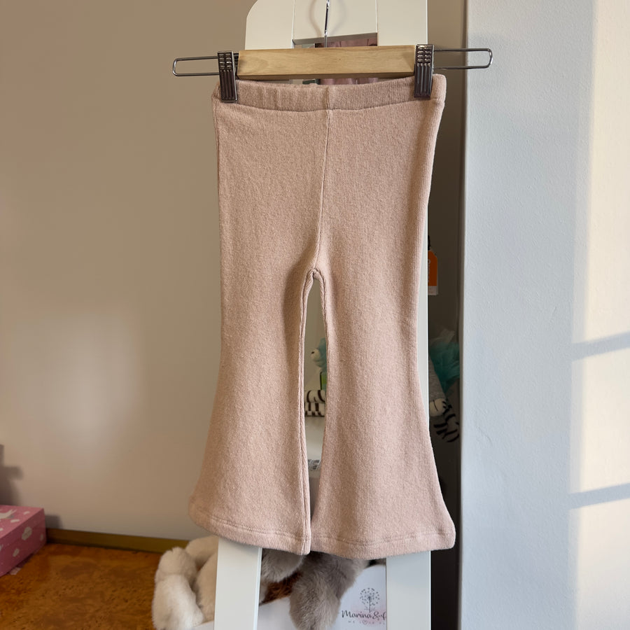 Pantalone trombetta in caldo cotone- Pink nude