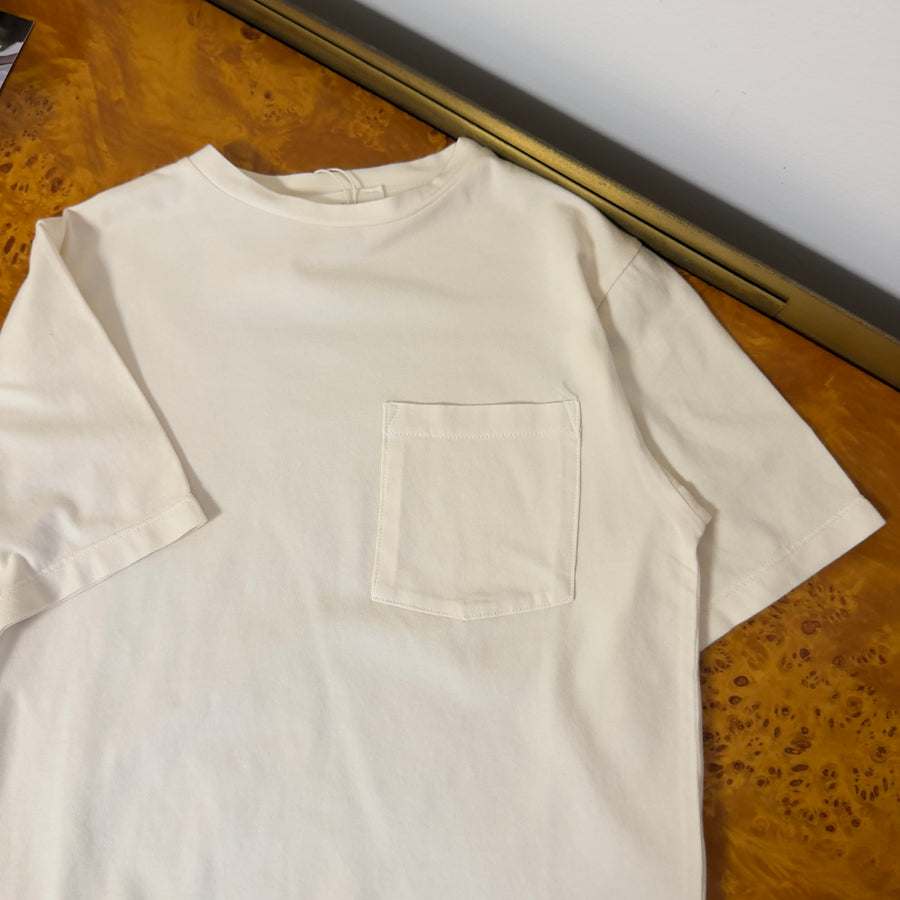 T-shirt over in jersey di cotone morbidissimo con tasca - avorio