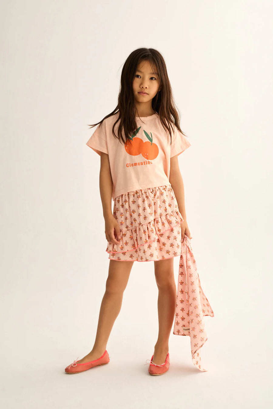 T-shirt syra in cotone fiammato con stampa clementine