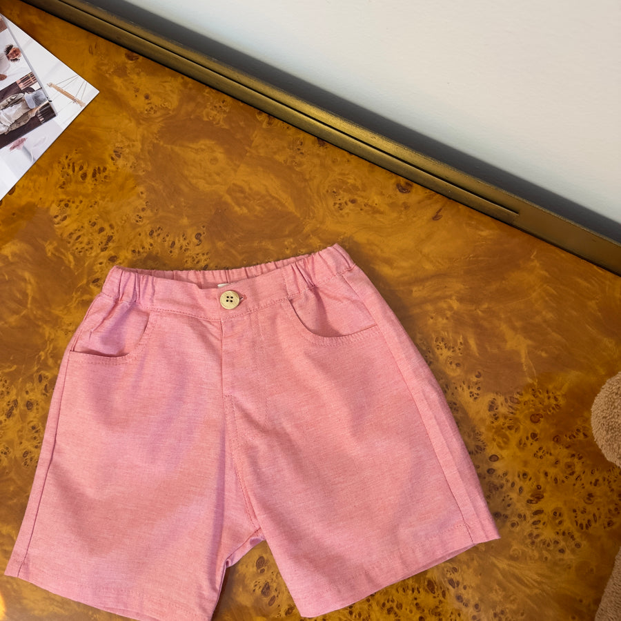 Pantaloncino in cotone con vita elasticata rosa deserto
