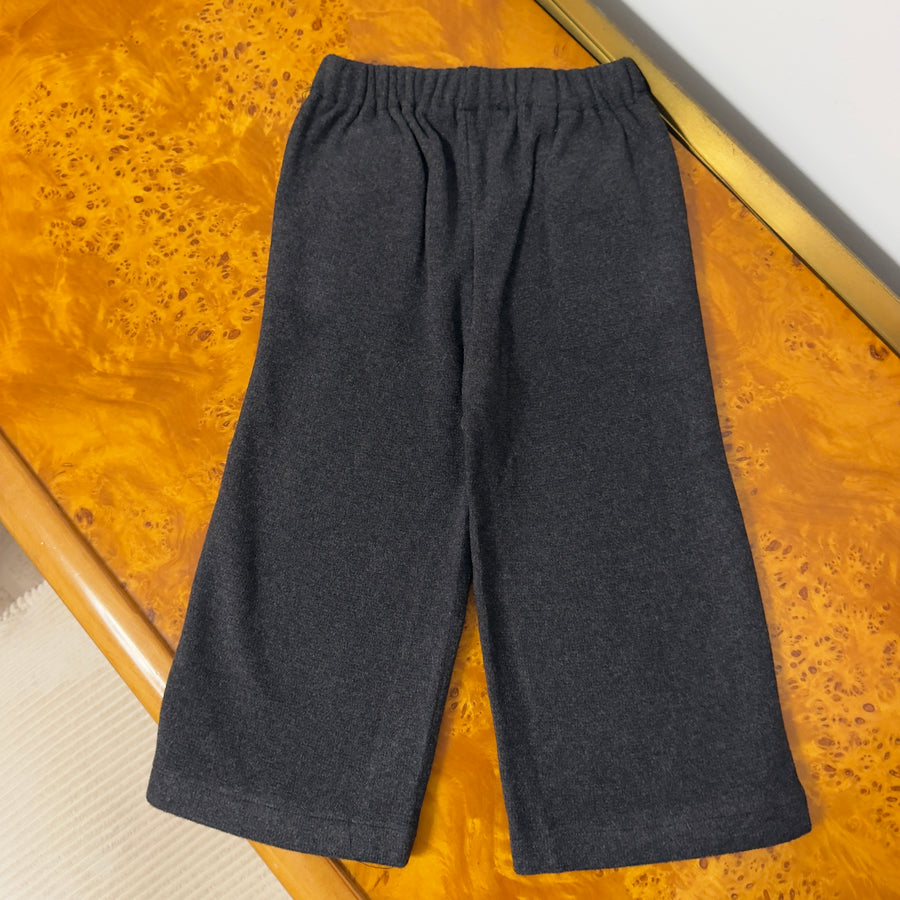 Pantalone Dritto con Tasche Laterali in Caldo Cotone -Carbone
