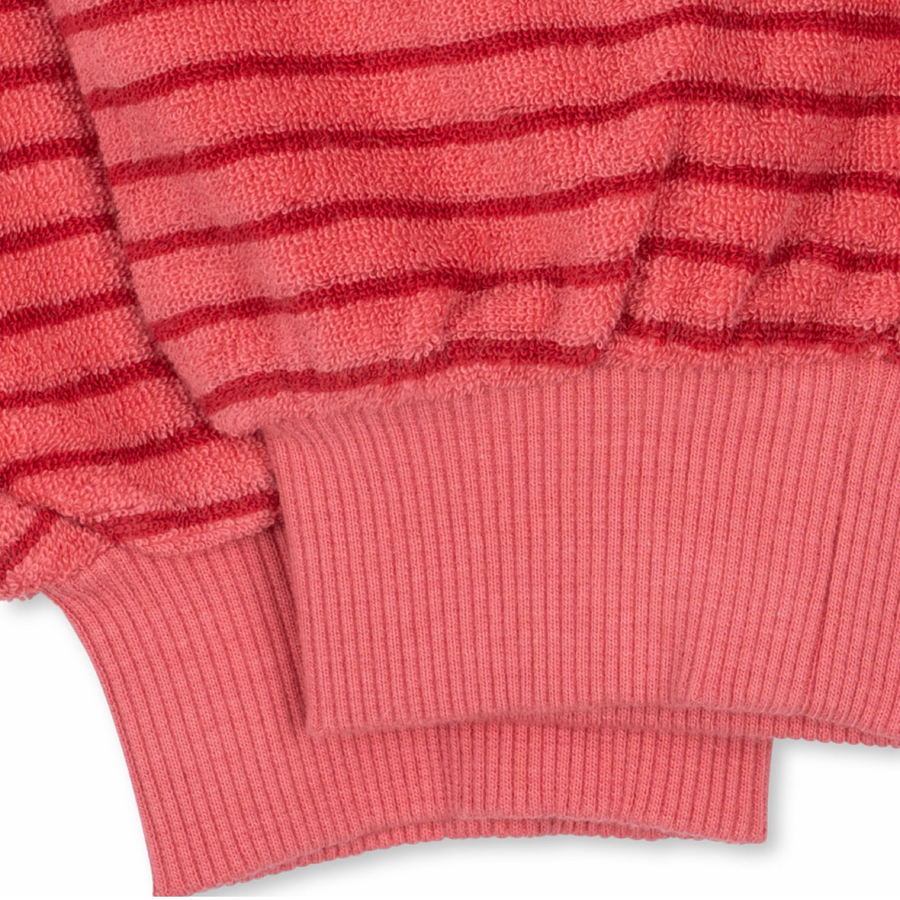 Pantalone tuta in cotone organico a righe rosa