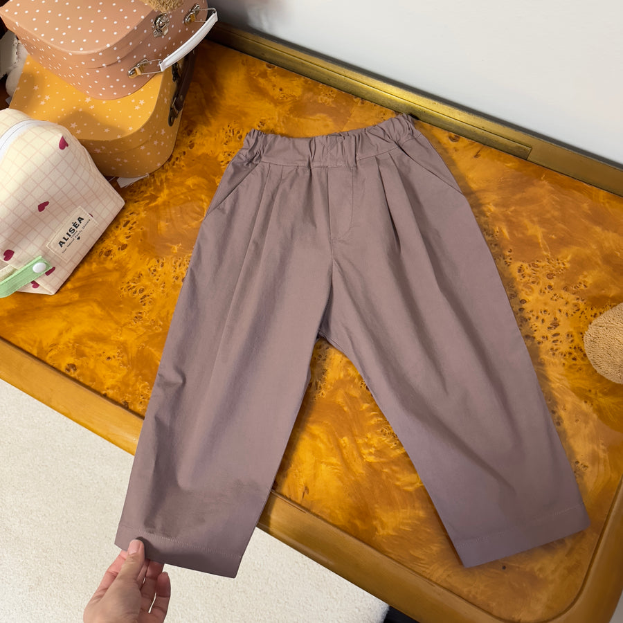 Pantalone con le pinces e vita elasticata - malva