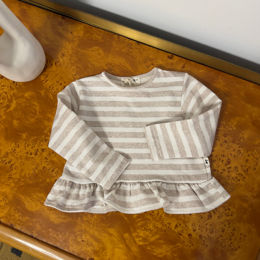 Maglia svasata in felpa a righe