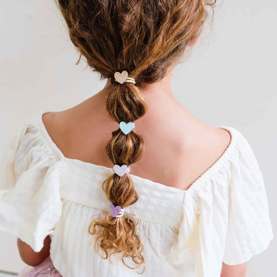 Mini Elastici per Capelli con Cuori Glitter -Teeny Heart
