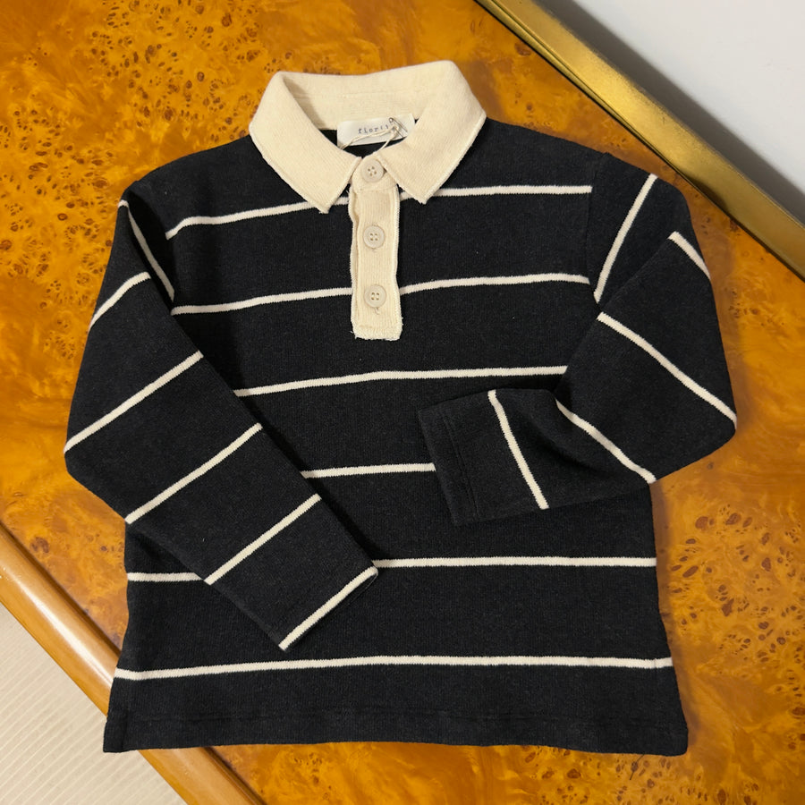 Polo in Caldo Cotone -Carbone/Avorio