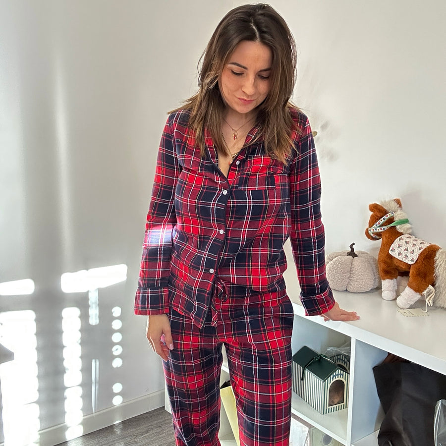 Set pigiama scozzese in flanella di cotone – adulto