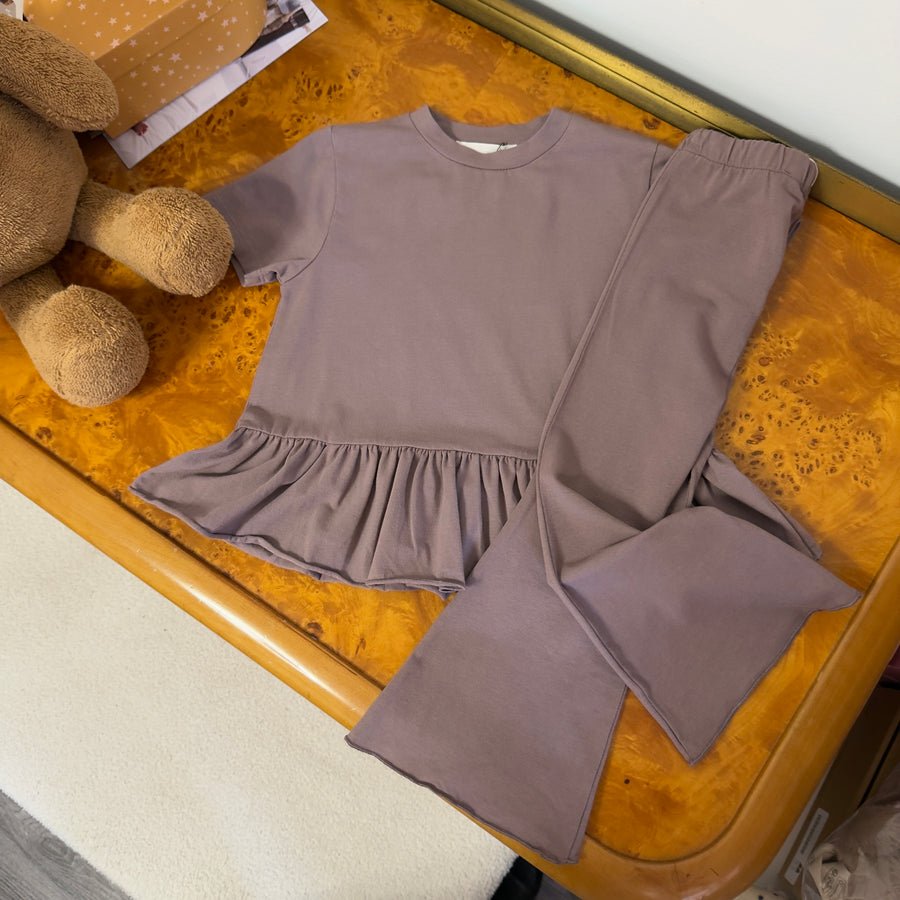 T-shirt svasata in jersey di cotone morbidissimo color malva